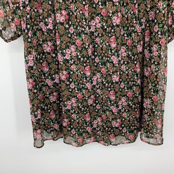 Zara Dress Black Floral Print 3/4 Sleeve V Neck Mini Lined - Picture 7 of 13